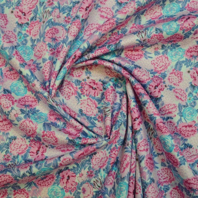 pink-blue-floral-print-fabric-crinkled